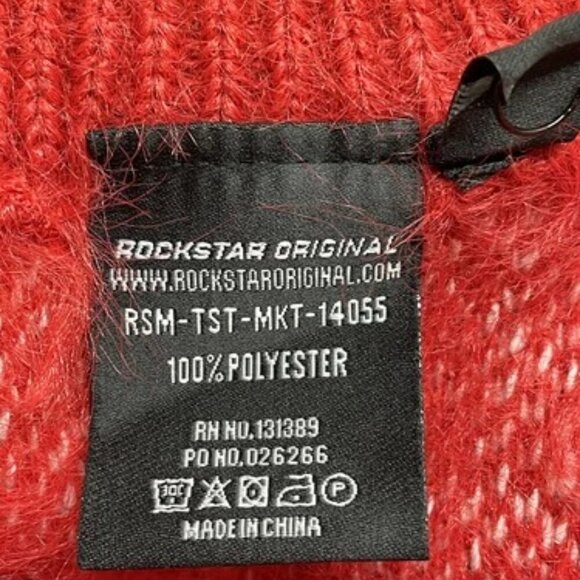 NEW ROCKSTAR Original Track Suit Stacked Knitted Mohair Size L Red - Picture 4 of 6